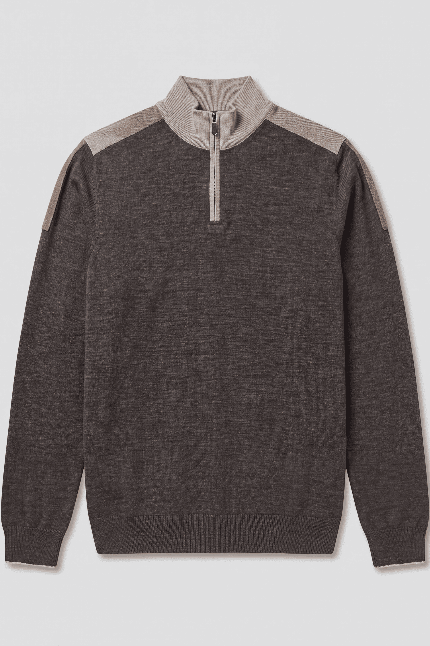 Huxley Suede-Patch Quarter-Zip Sweater