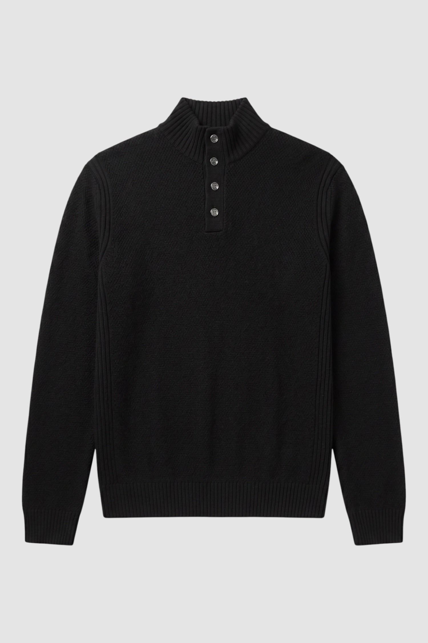 Nolan Button-Placket Mock Neck Sweater