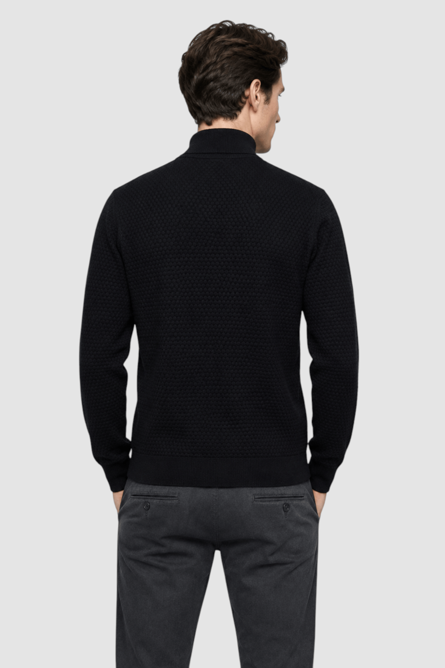 Vance Merino Mock Cable-Knit Turtleneck Sweater