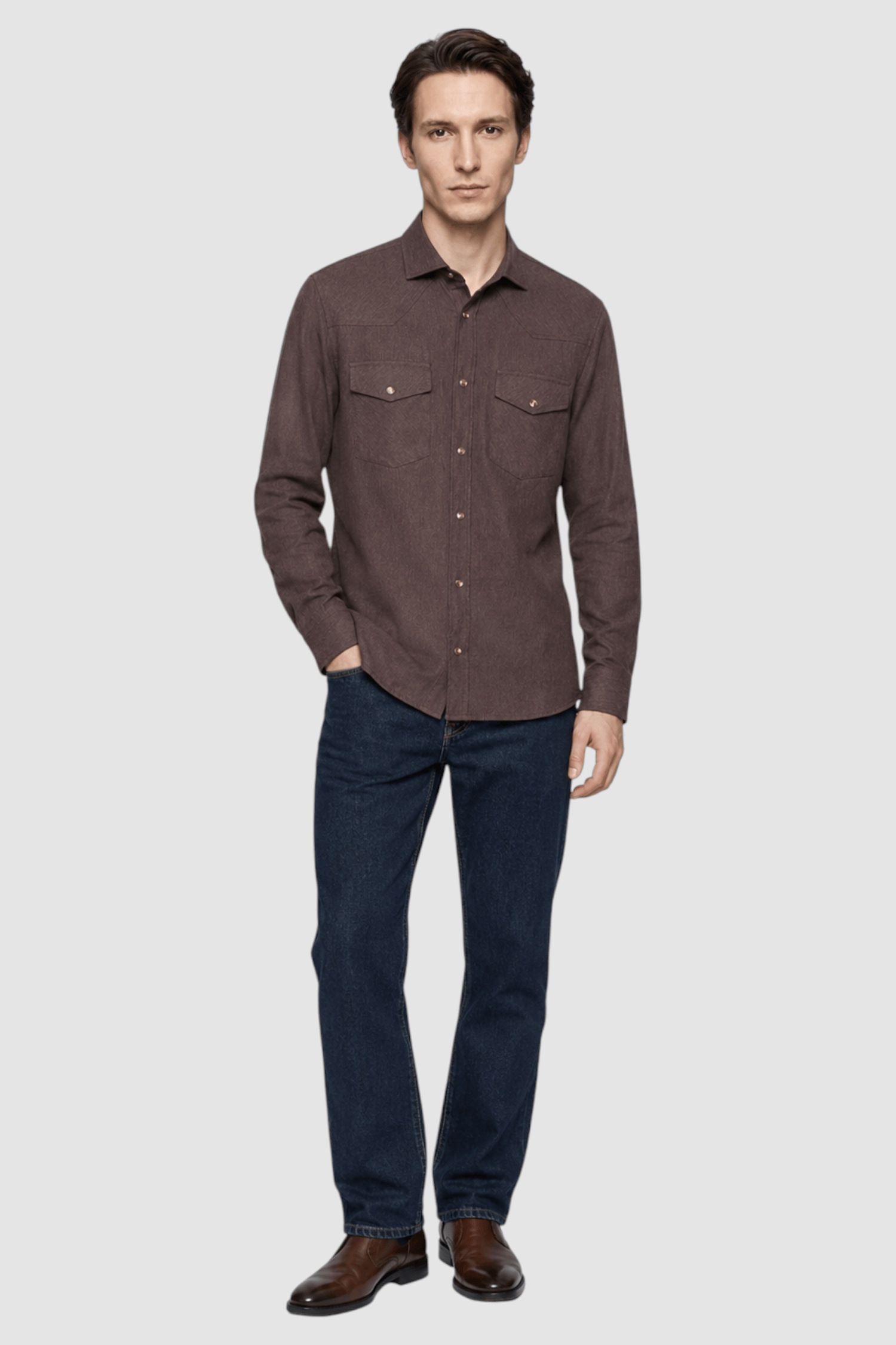 Corey Suede-Look Snap Shirt