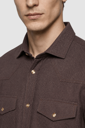 Corey Suede-Look Snap Shirt