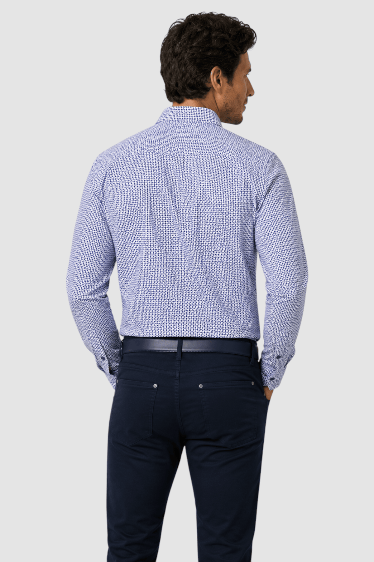 Callum Micro-Pattern Contrast-Trim Shirt