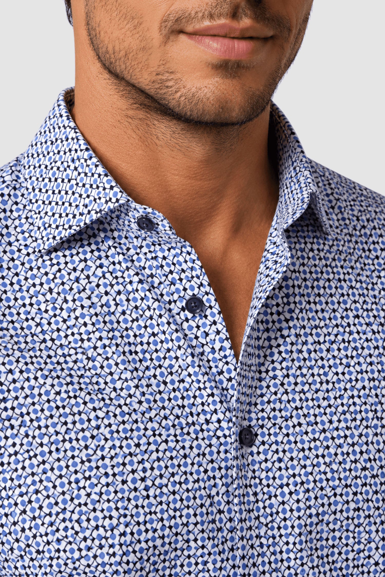 Callum Micro-Pattern Contrast-Trim Shirt