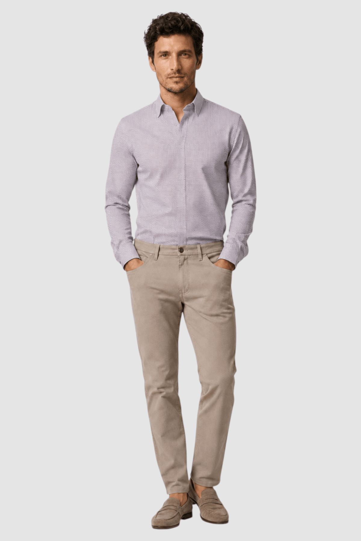 Callum Micro-Pattern Contrast-Trim Shirt