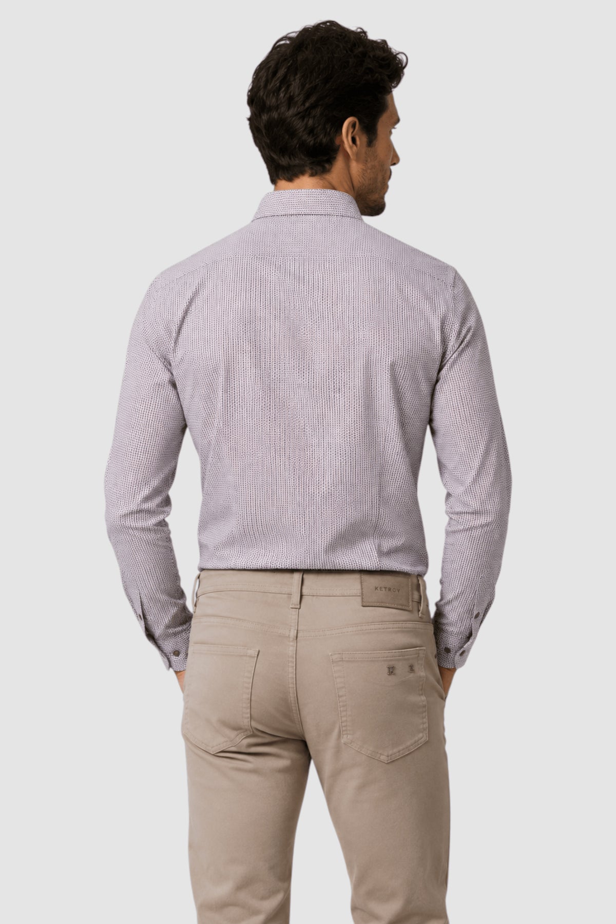 Callum Micro-Pattern Contrast-Trim Shirt