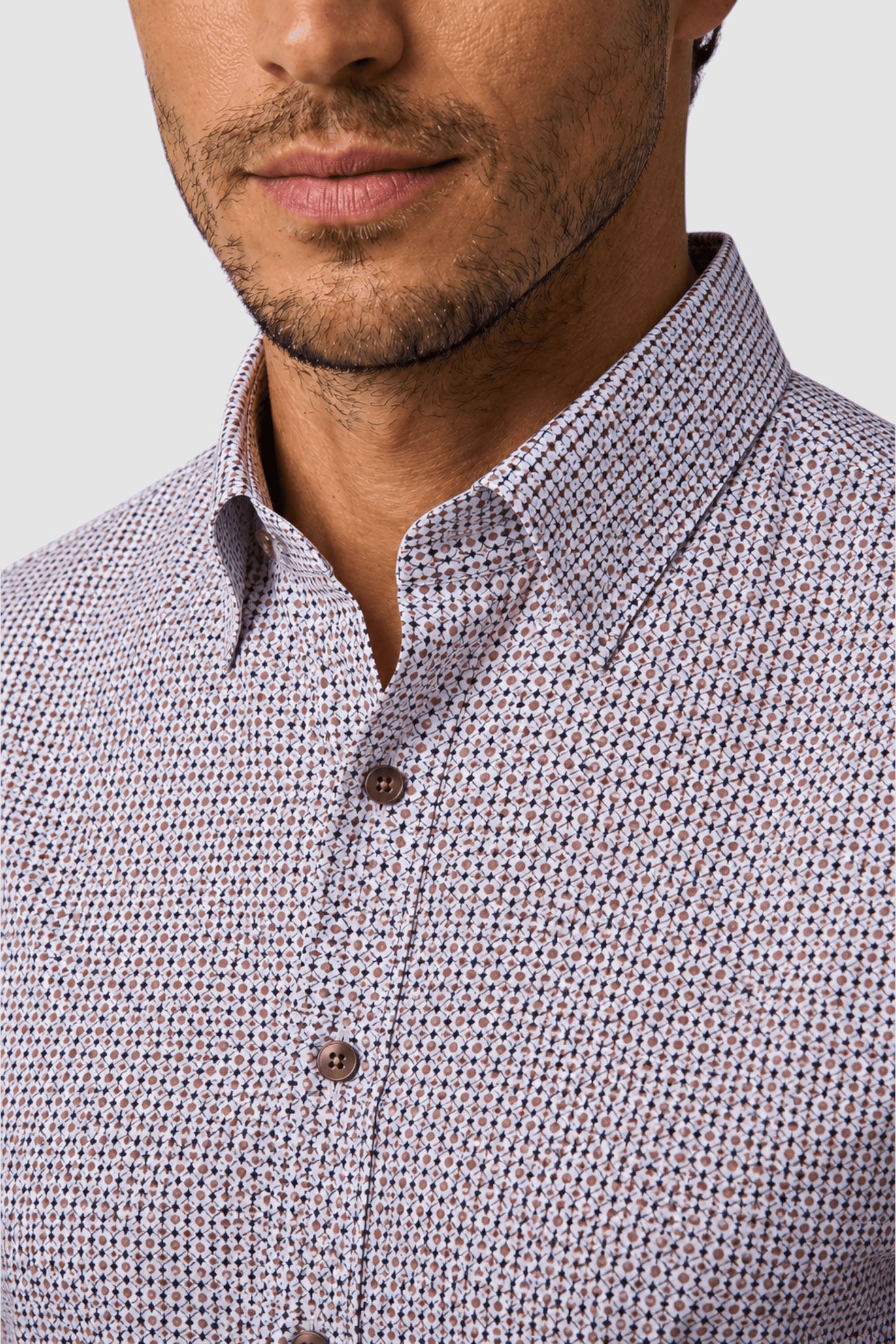 Callum Micro-Pattern Contrast-Trim Shirt