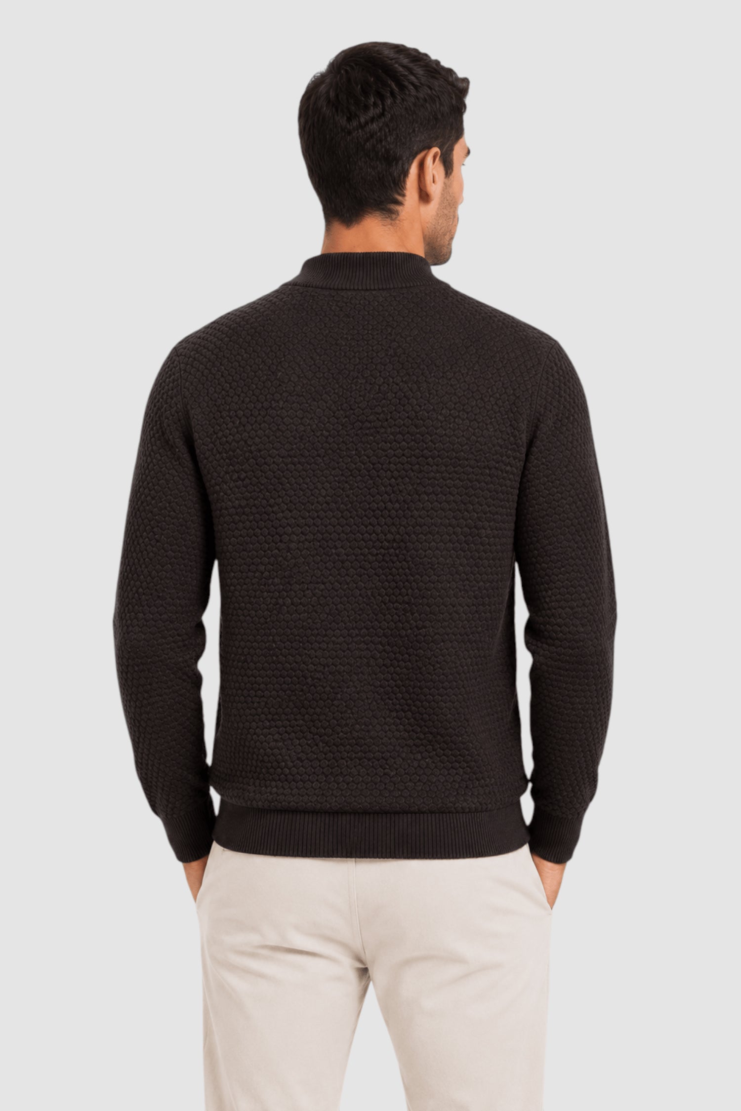 Vance Merino Mock Cable-Knit Turtleneck Sweater