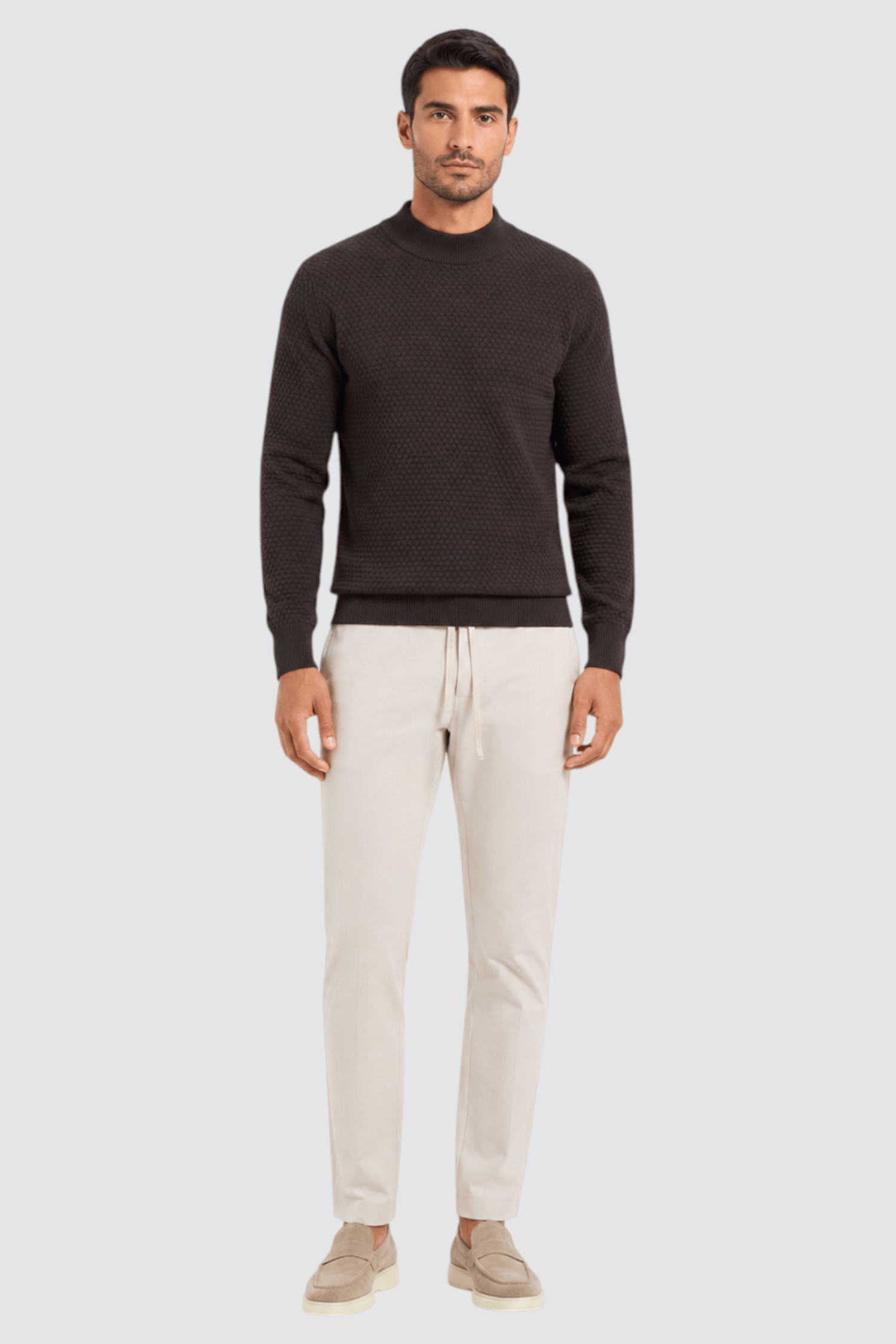 Vance Merino Mock Cable-Knit Turtleneck Sweater