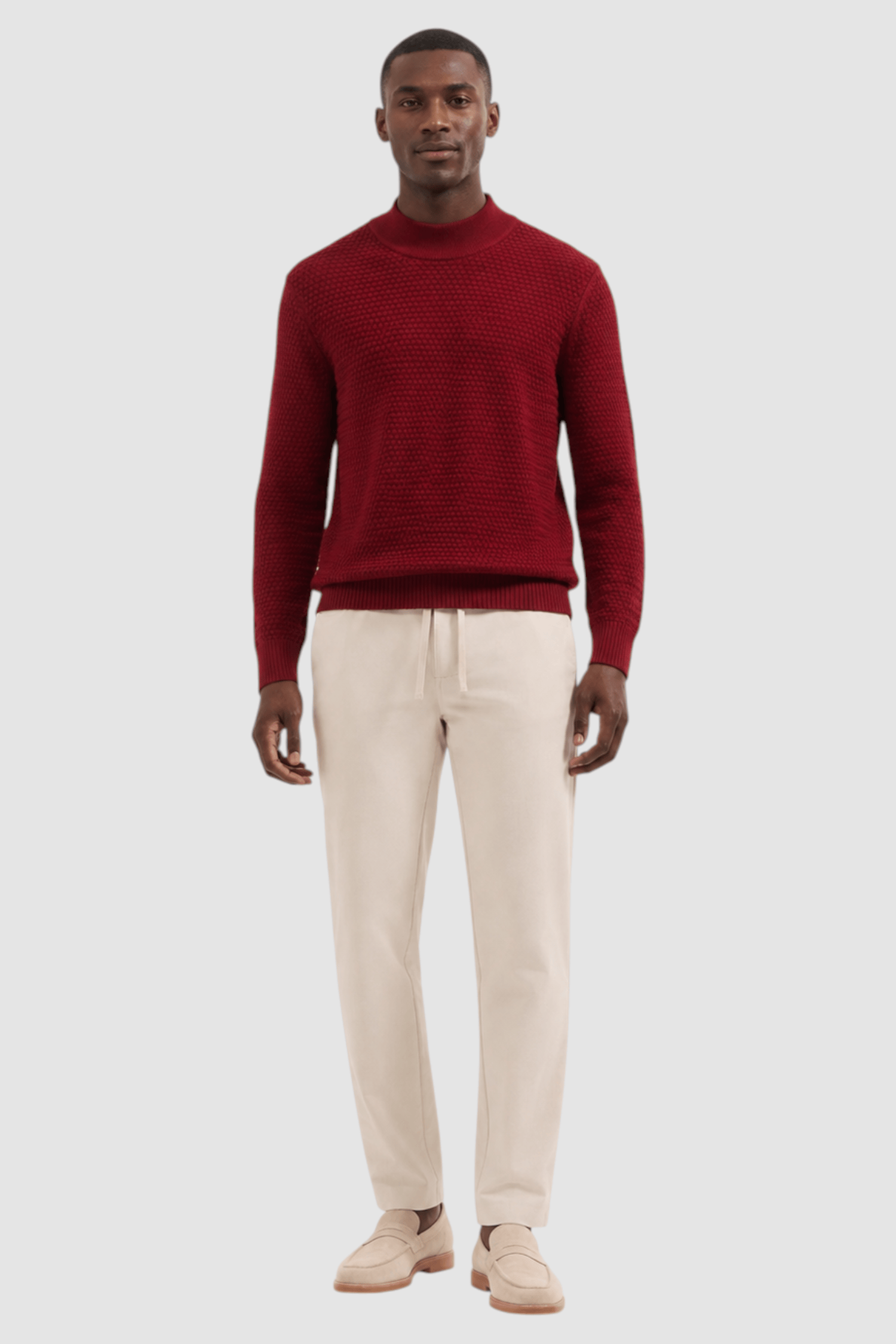 Vance Merino Mock Cable-Knit Turtleneck Sweater