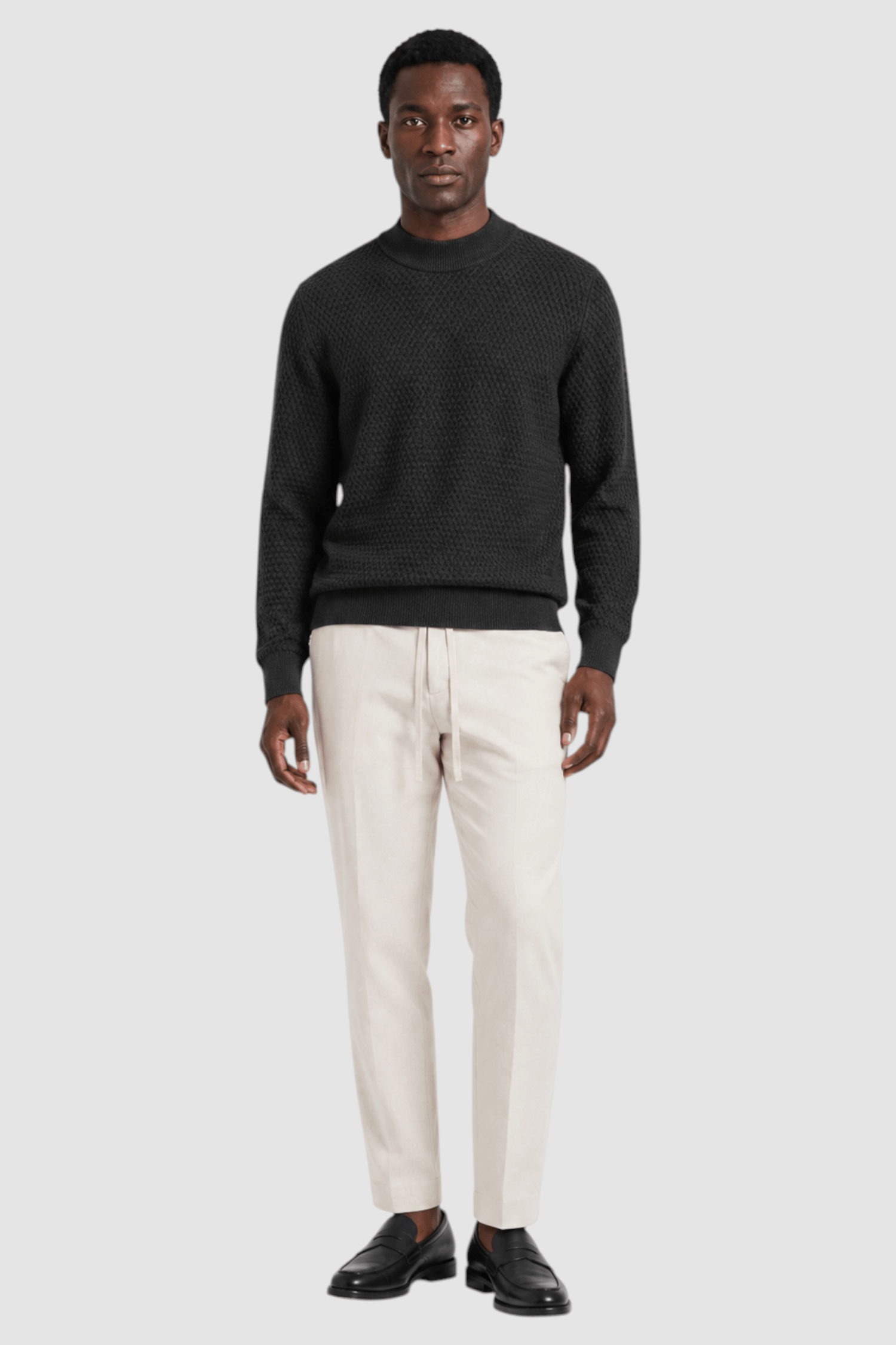 Vance Merino Mock Cable-Knit Turtleneck Sweater