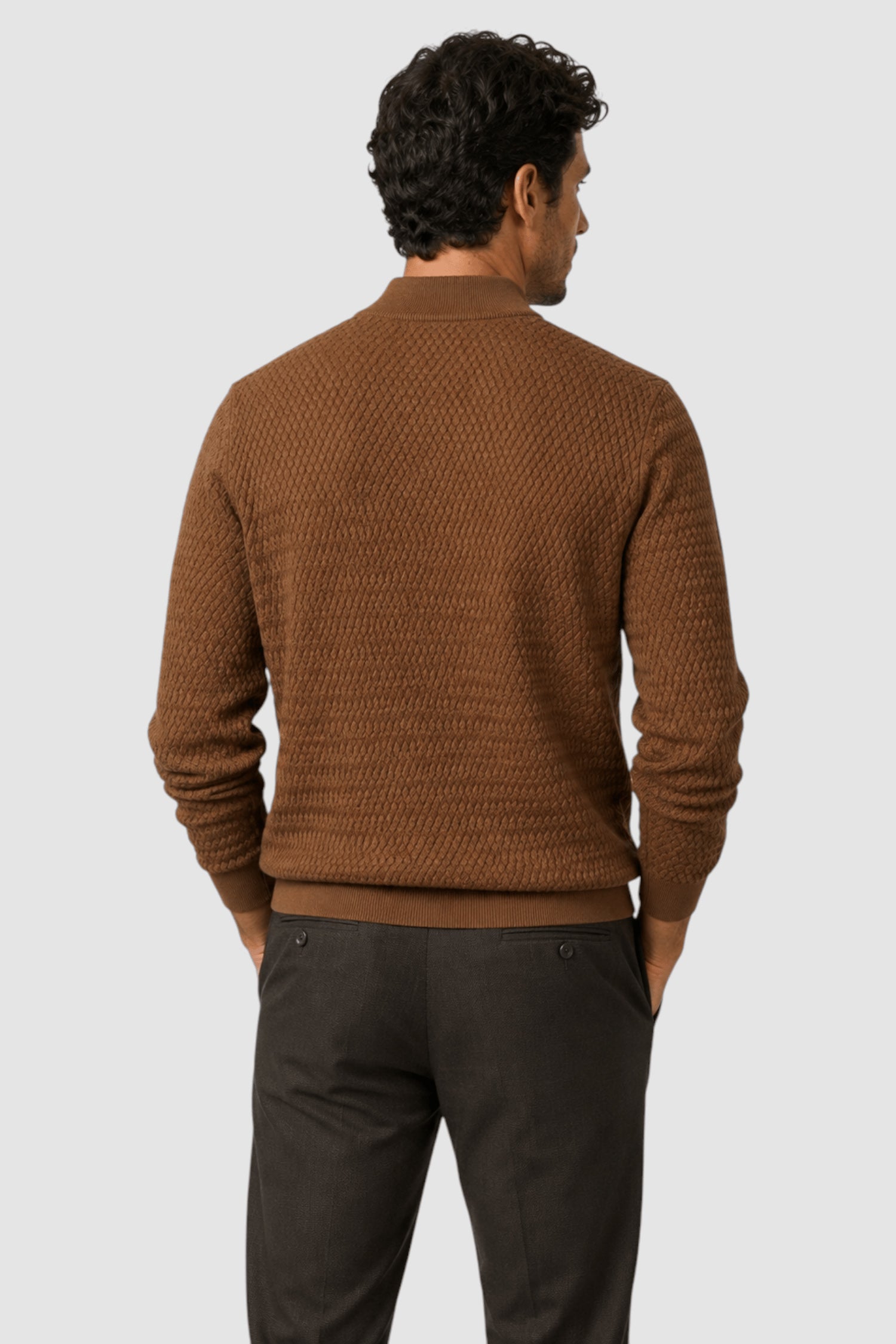 Vance Merino Mock Cable-Knit Turtleneck Sweater