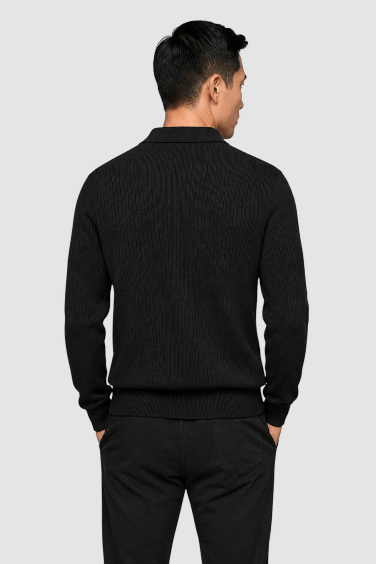 Wade Merino V Polo Button-Collar Sweater