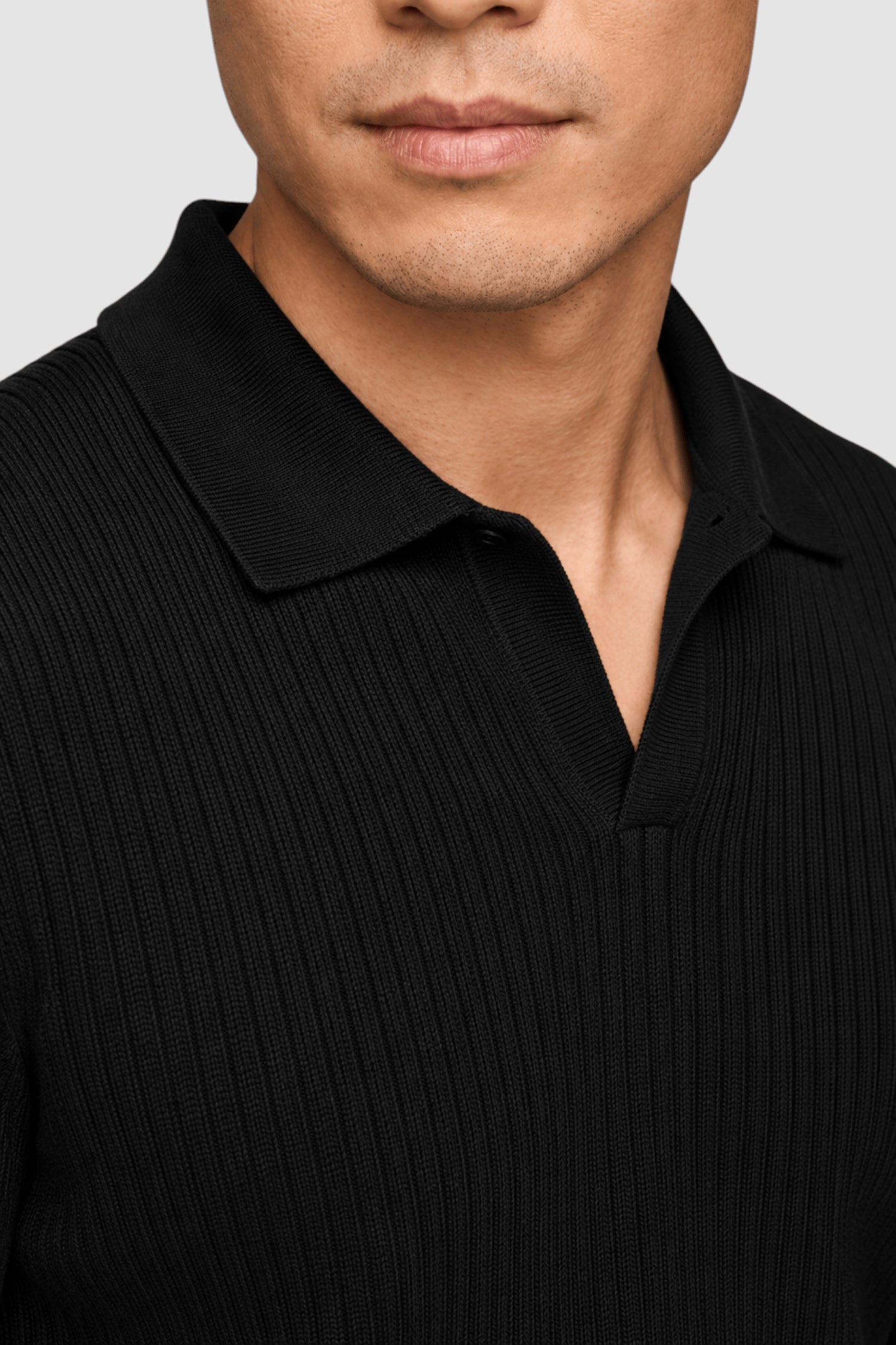 Wade Merino V Polo Button-Collar Sweater