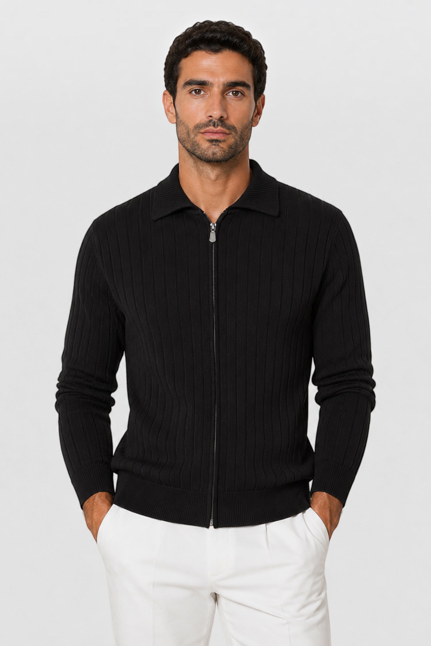 Yates Full Two-Tone Half-Zip Sweater