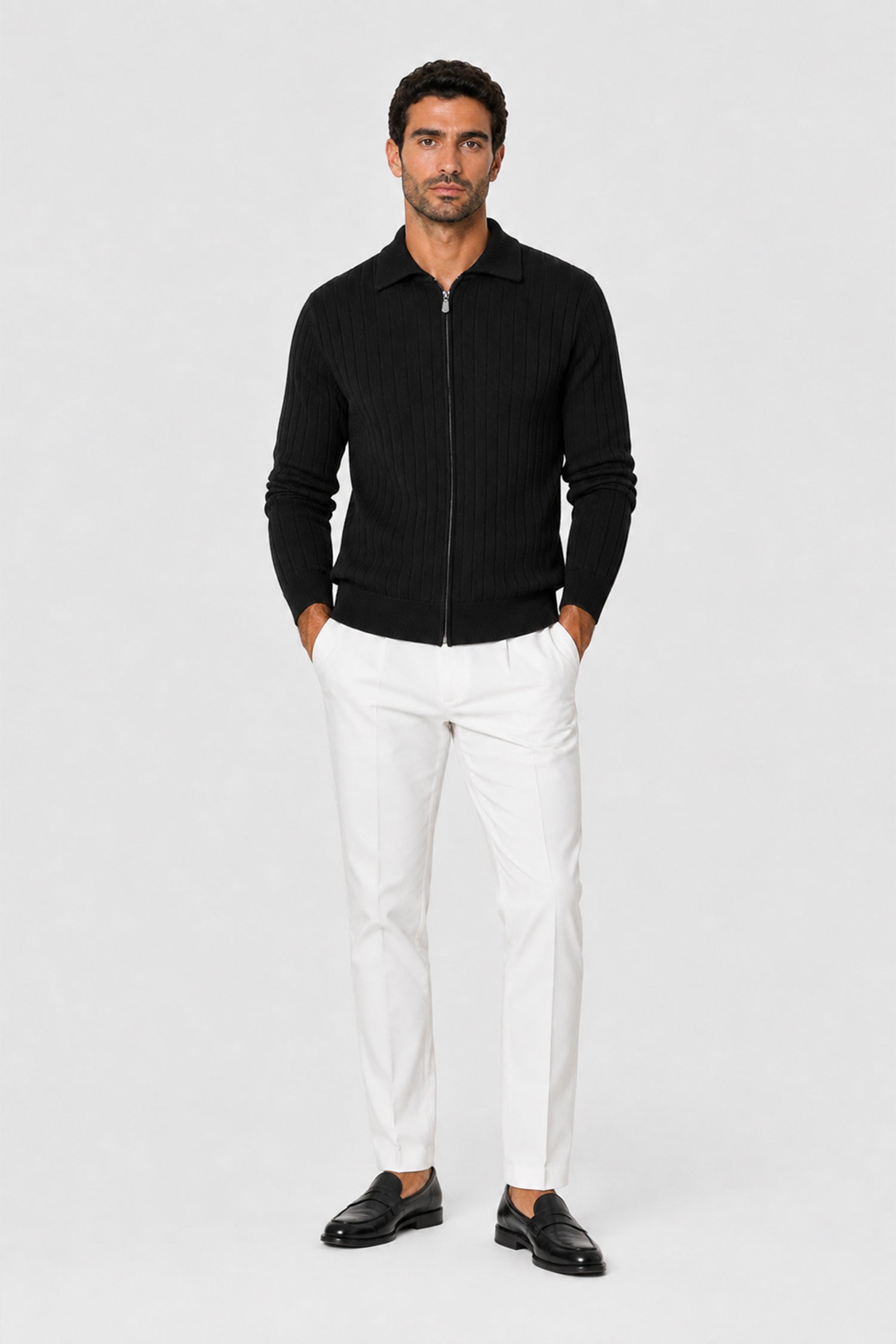 Yates Full Two-Tone Half-Zip Sweater