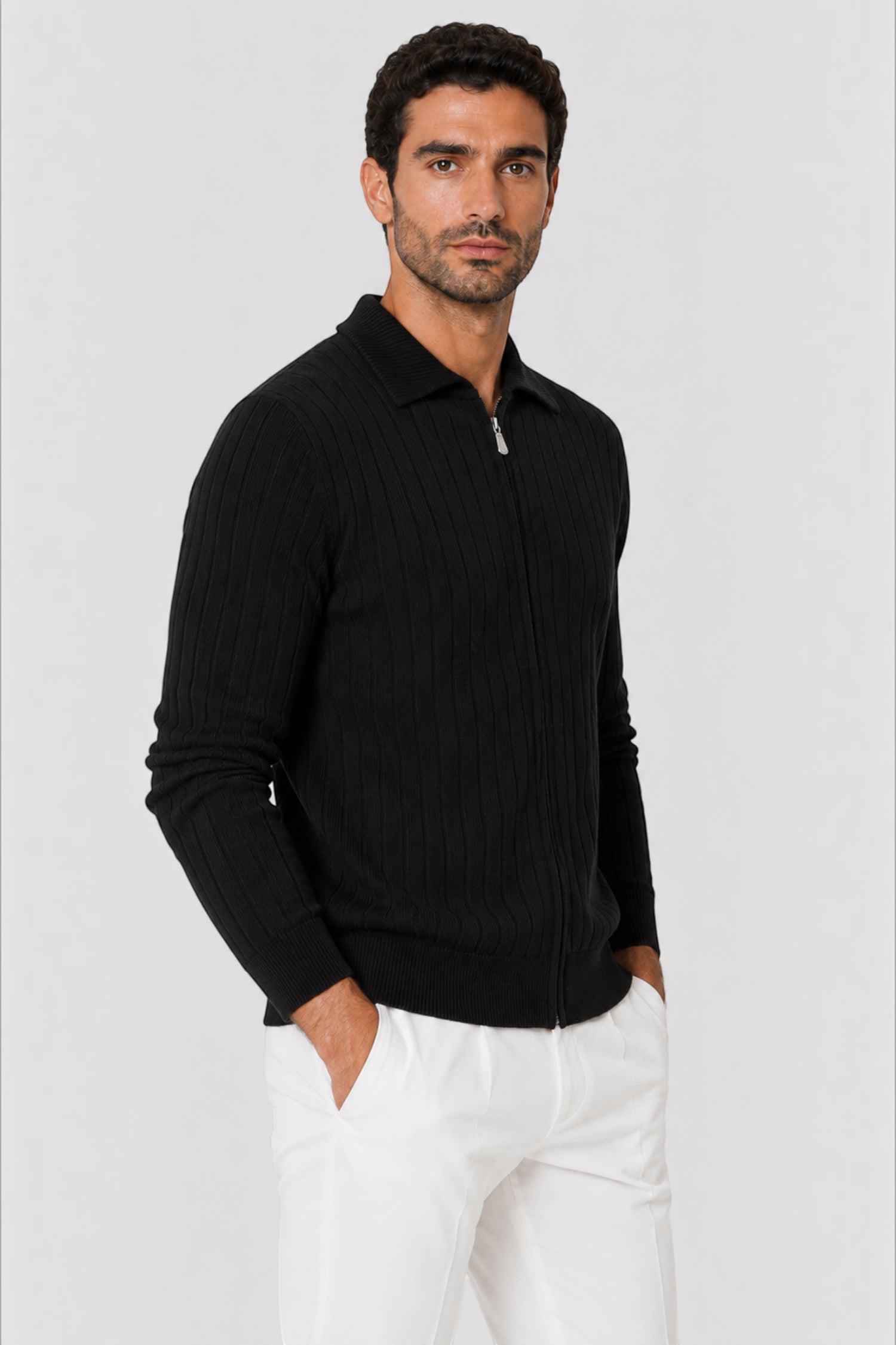 Yates Full Two-Tone Half-Zip Sweater