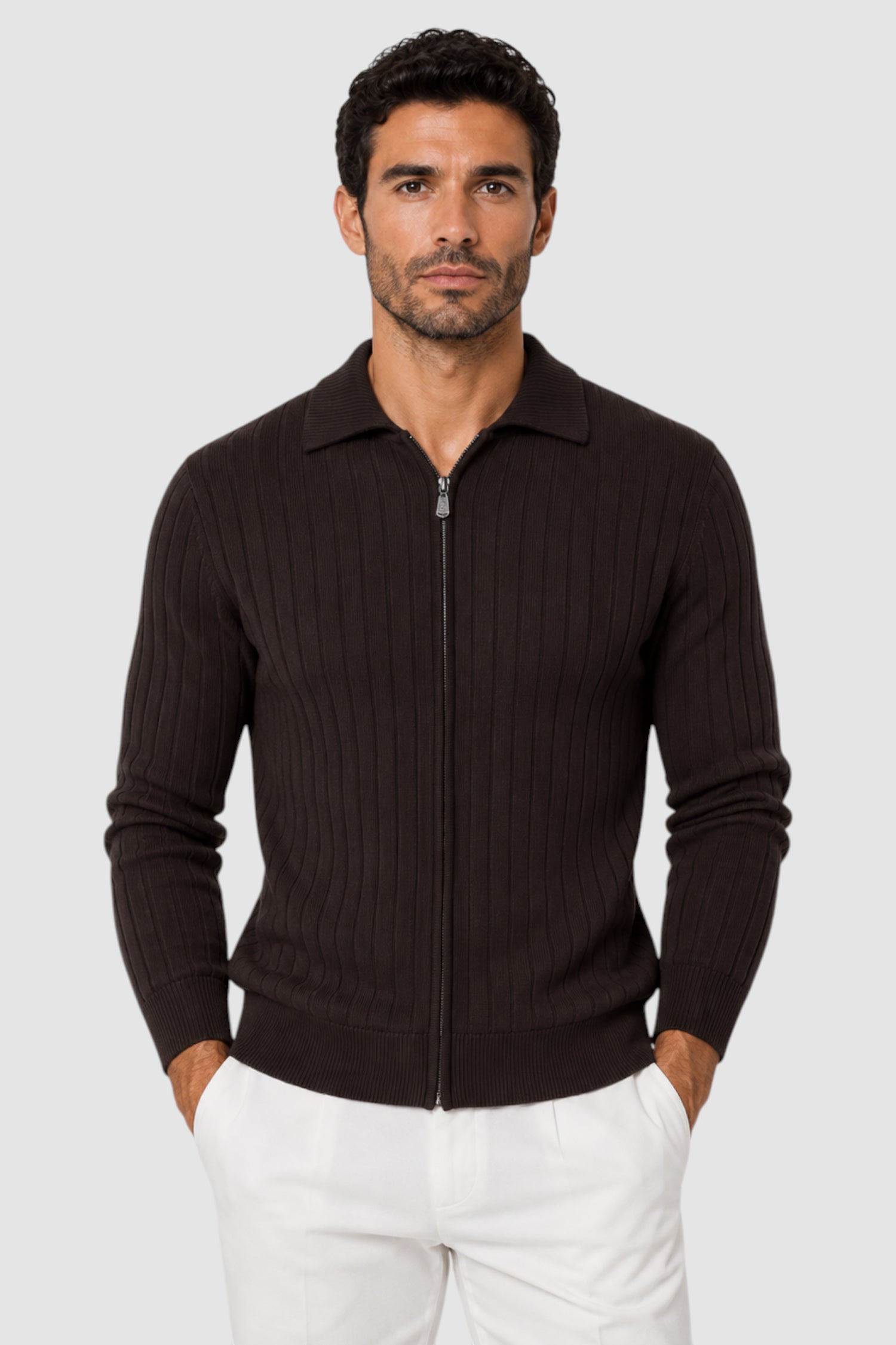 Yates Full Two-Tone Half-Zip Sweater