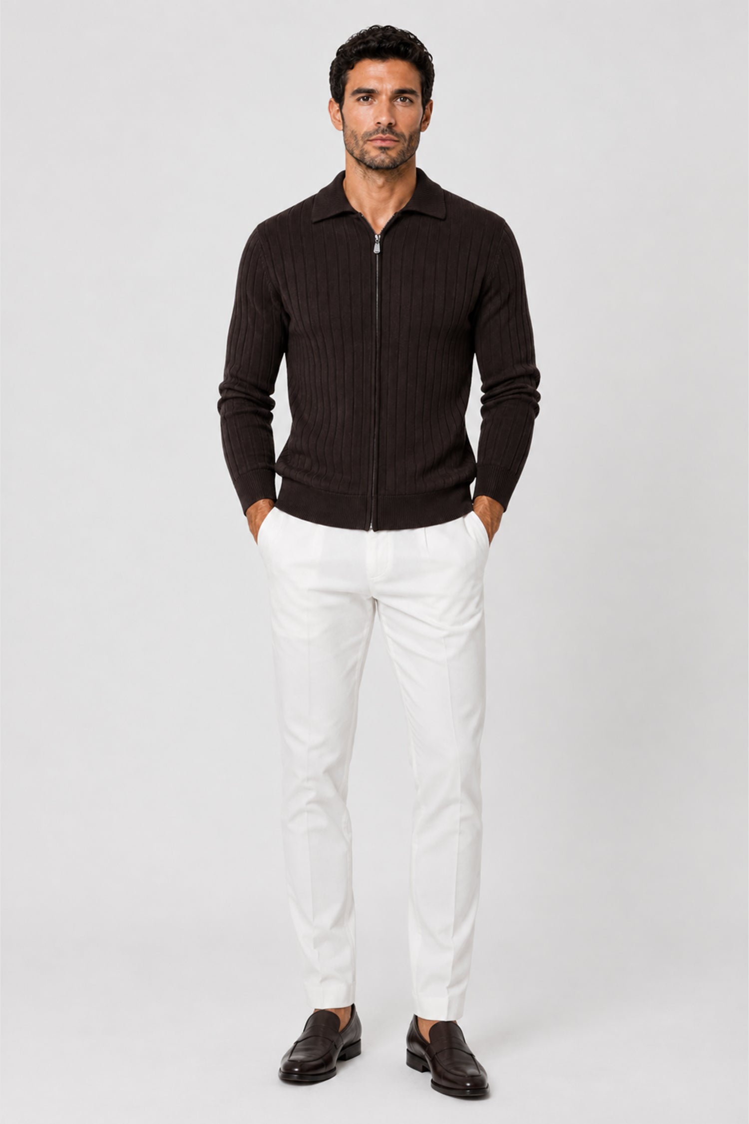 Yates Full Two-Tone Half-Zip Sweater