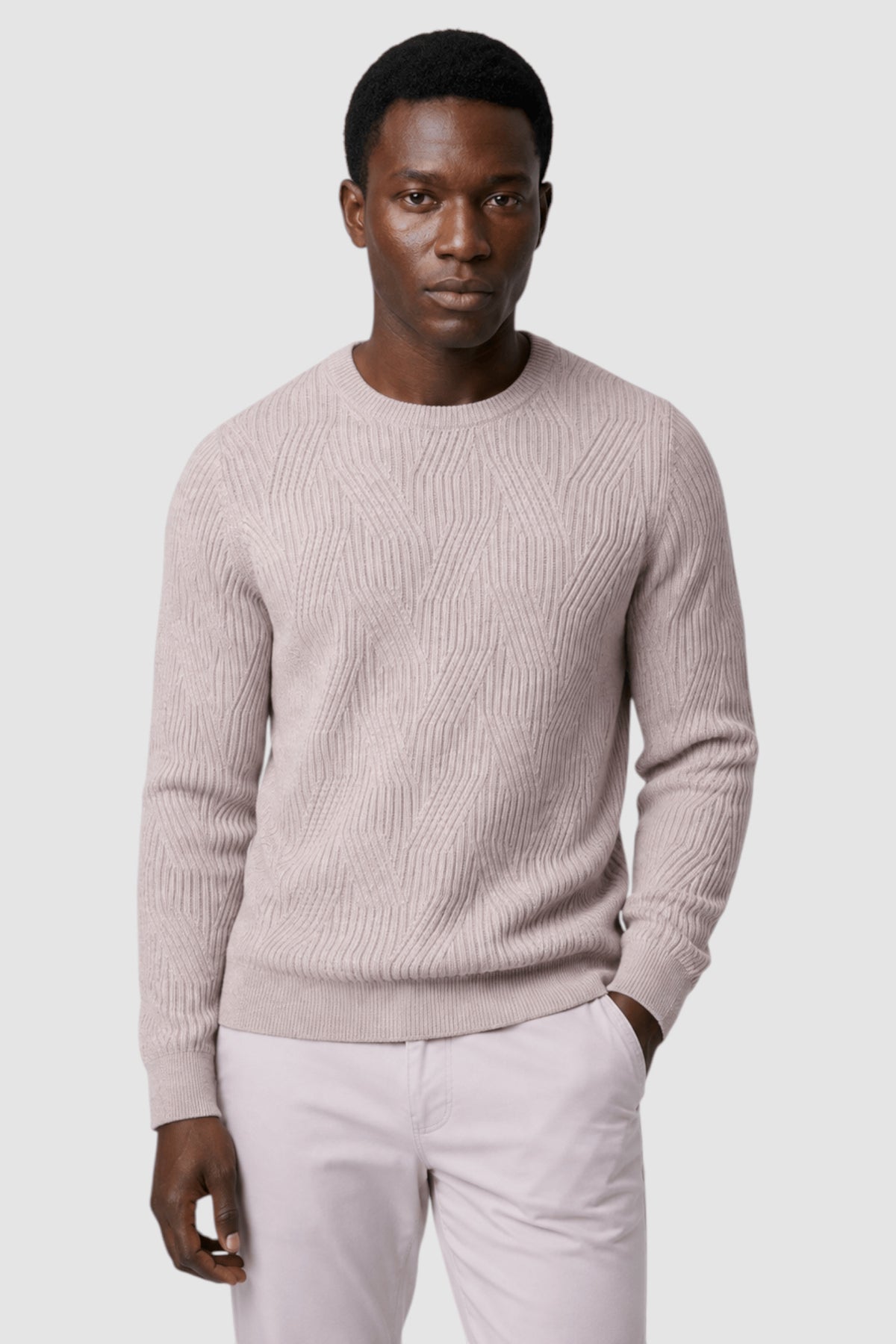 Garrick Diamond-Pattern Crewneck Sweater