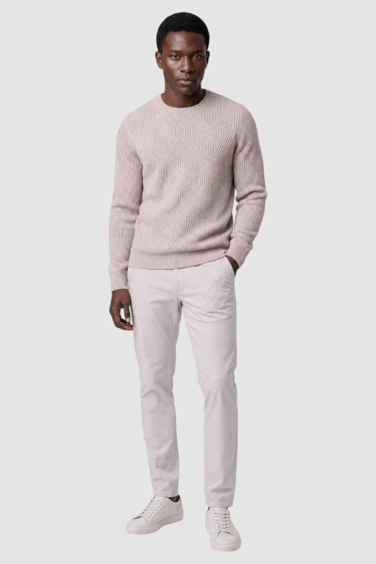 Garrick Diamond-Pattern Crewneck Sweater