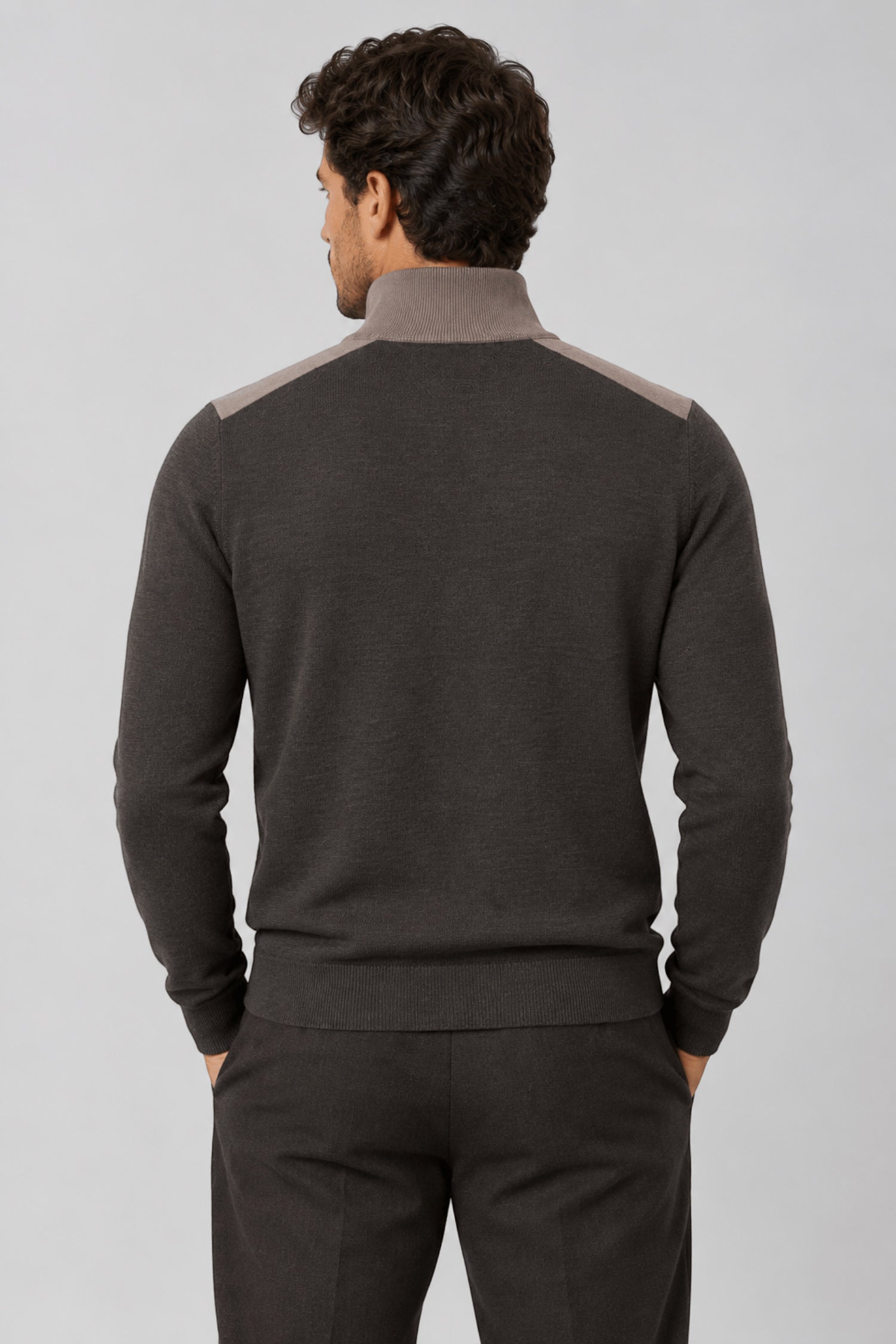 Huxley Suede-Patch Quarter-Zip Sweater
