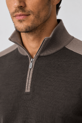 Huxley Suede-Patch Quarter-Zip Sweater