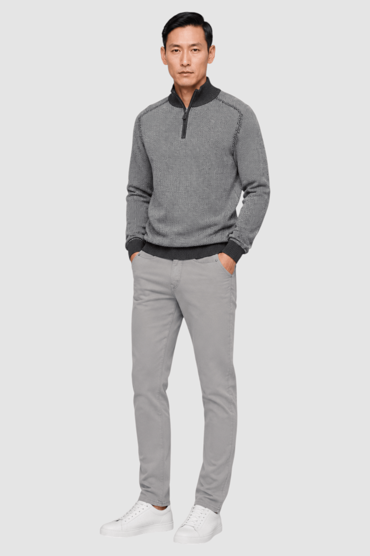Jarrett Contrast-Trim Quarter-Zip Sweater