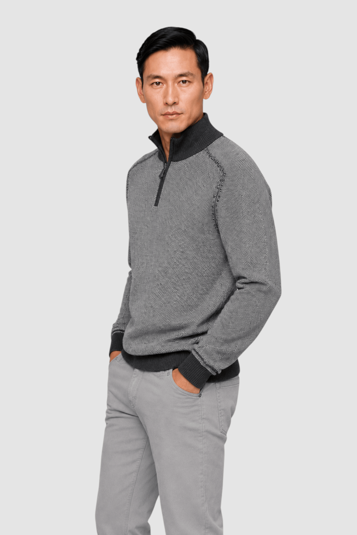 Jarrett Contrast-Trim Quarter-Zip Sweater