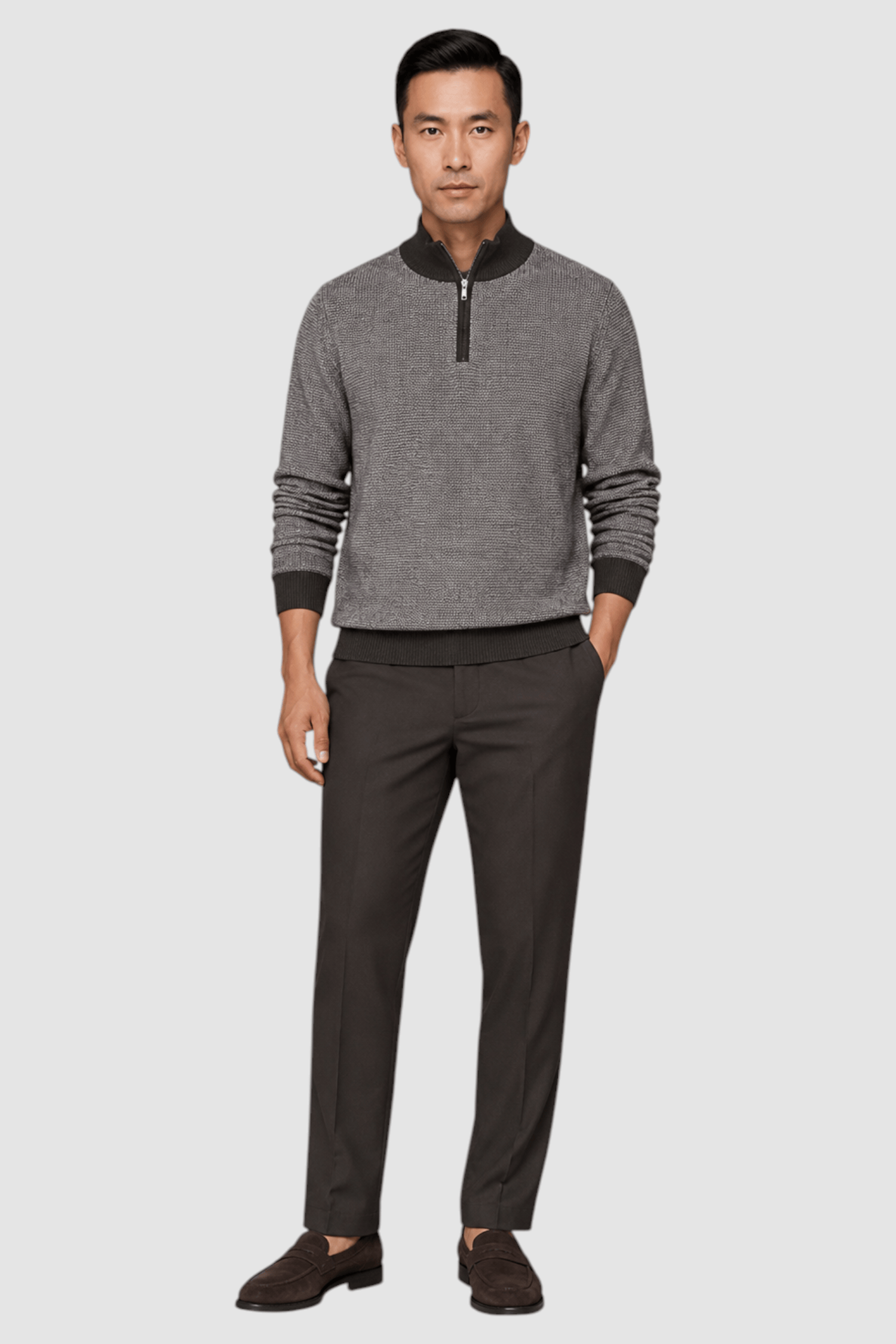 Jarrett Contrast-Trim Quarter-Zip Sweater