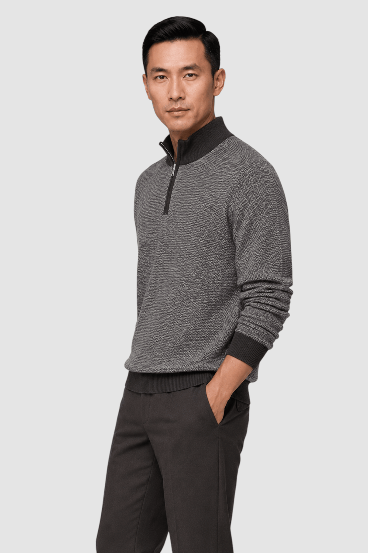 Jarrett Contrast-Trim Quarter-Zip Sweater