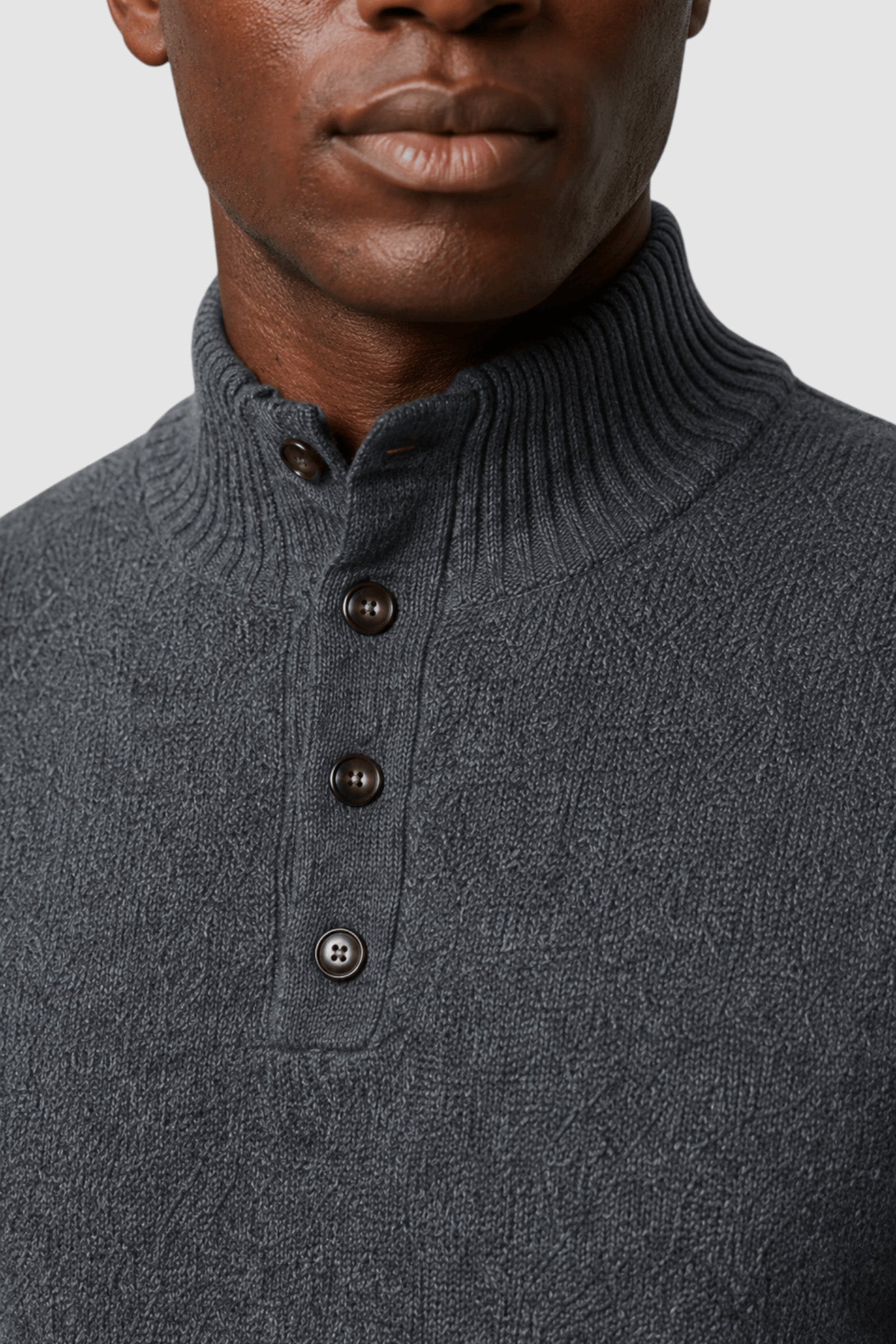 Nolan Button-Placket Mock Neck Sweater