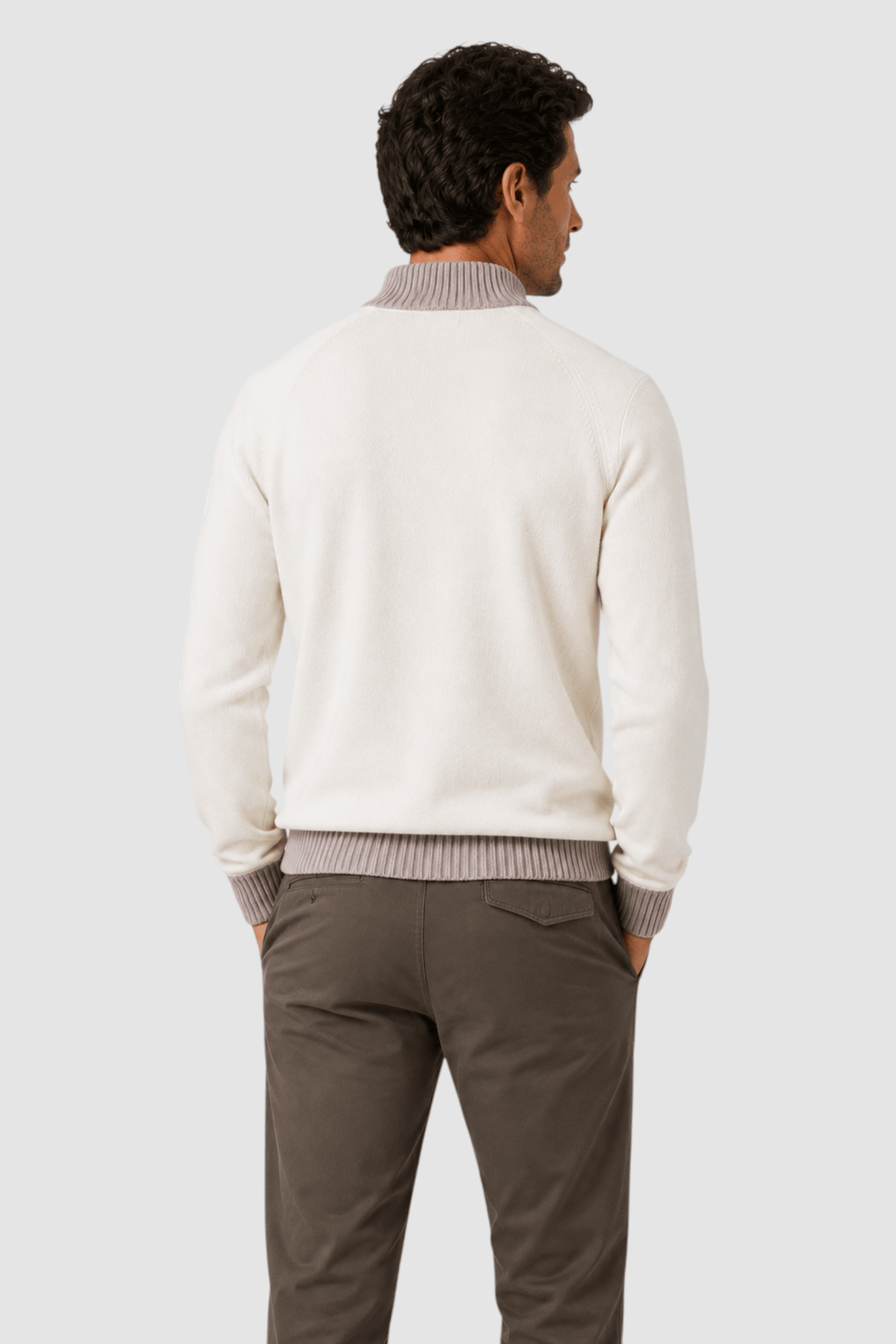Tate Contrast-Trim Mock Neck Sweater