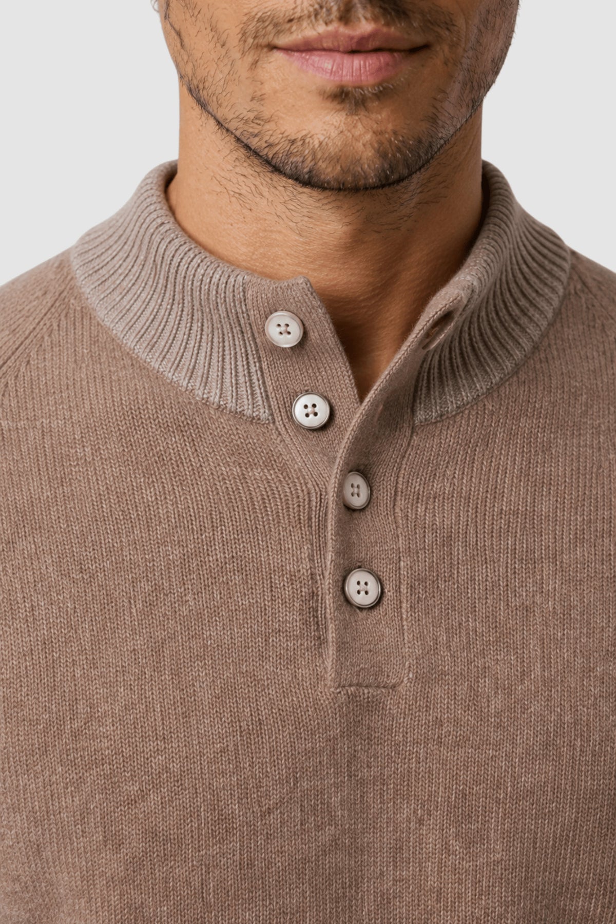 Tate Contrast-Trim Mock Neck Sweater