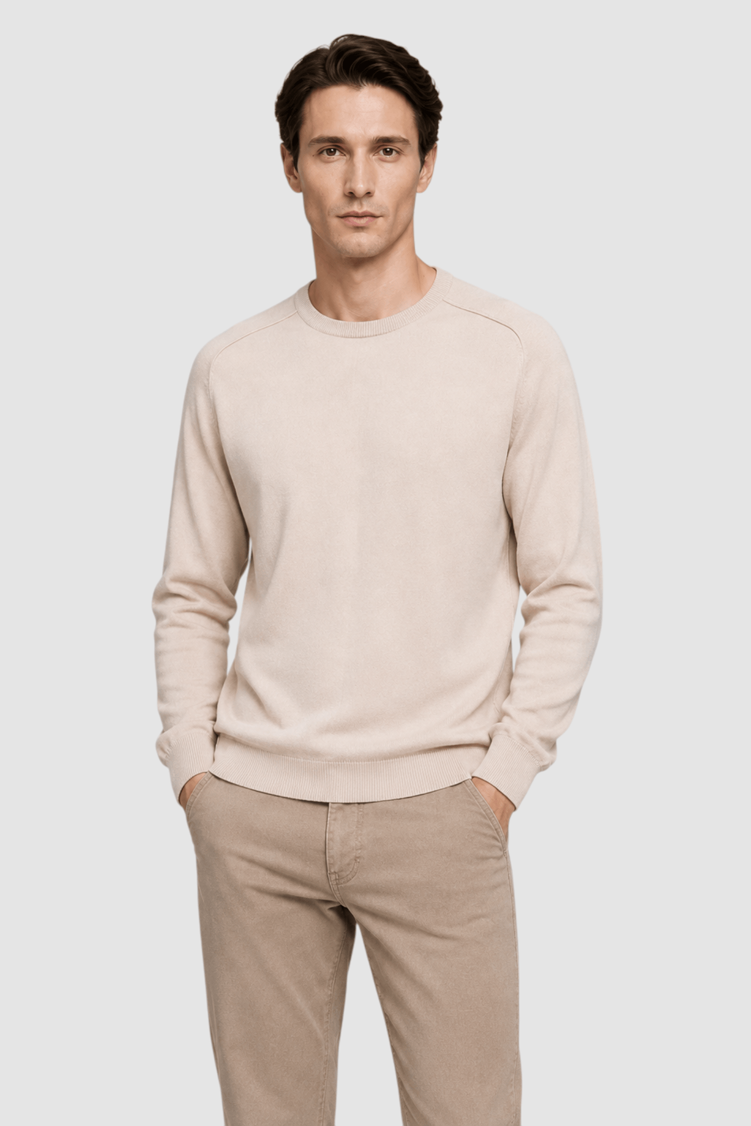Vernon Raglan-Sleeve Crewneck Sweater