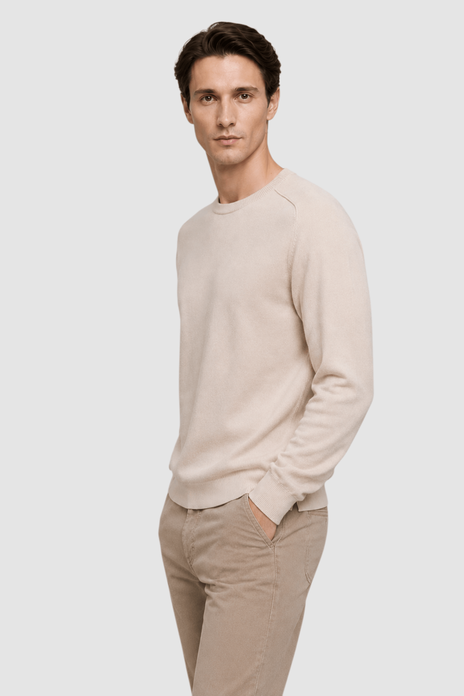 Vernon Raglan-Sleeve Crewneck Sweater