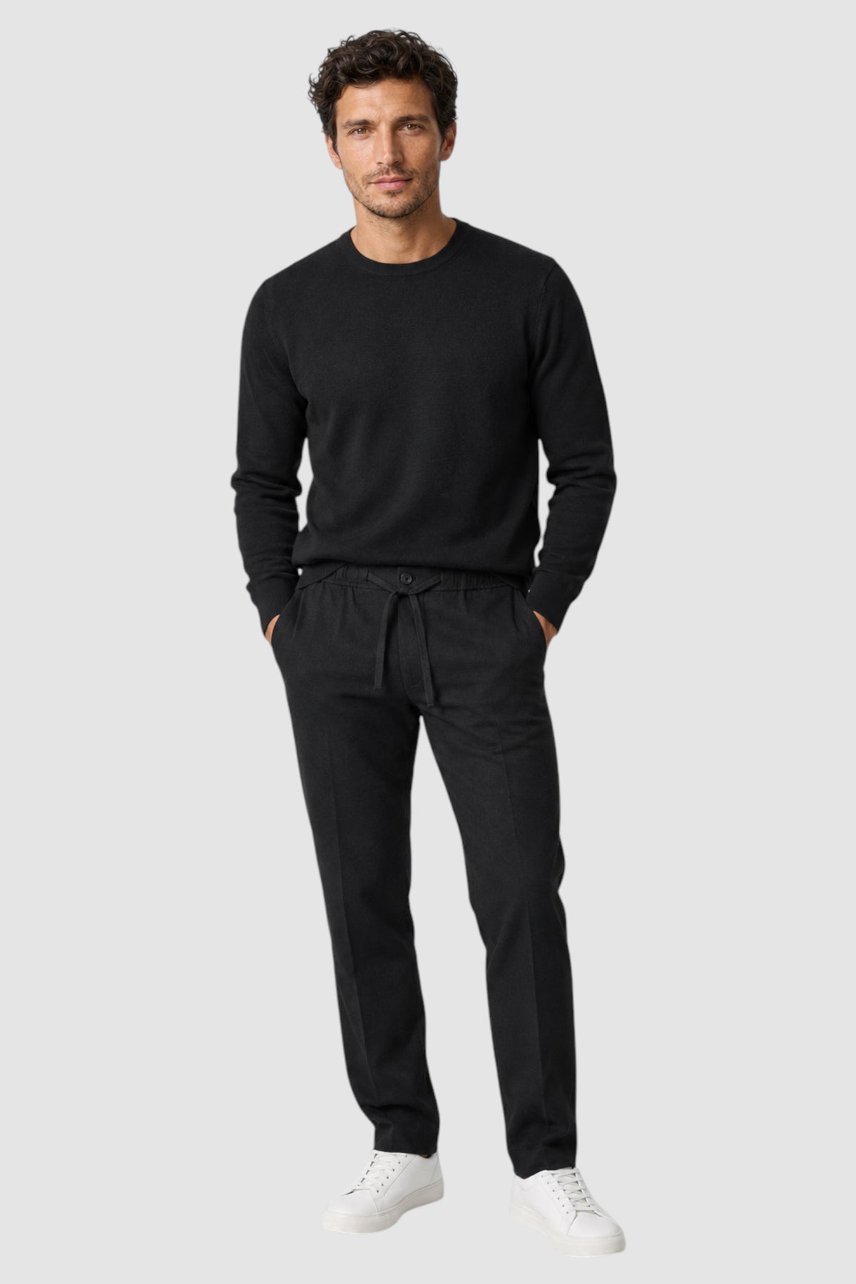 Merino Wool Solid Crew Neck Sweater
