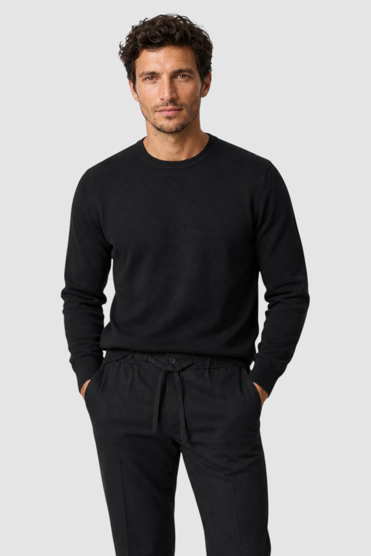 Merino Wool Solid Crew Neck Sweater