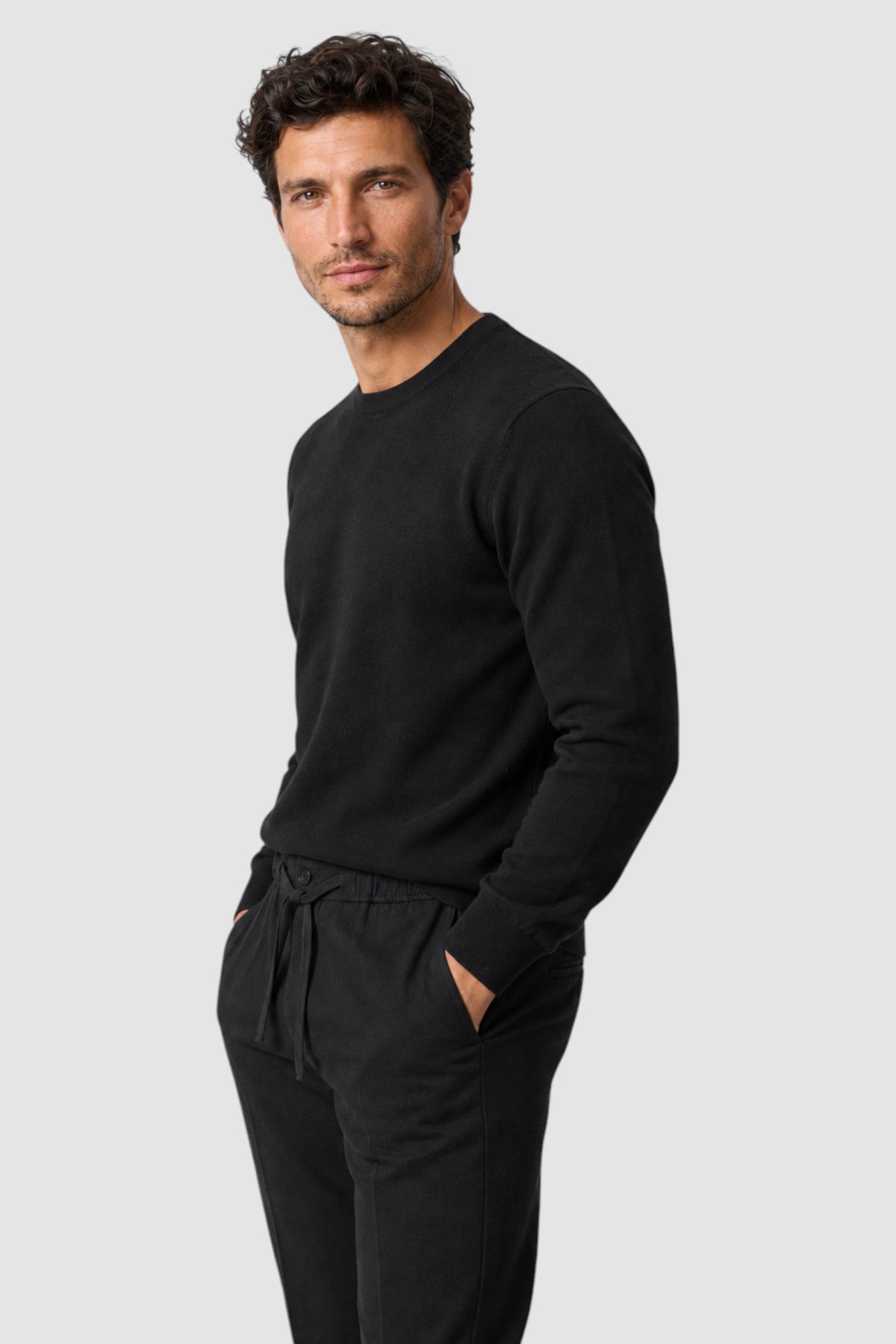 Merino Wool Solid Crew Neck Sweater