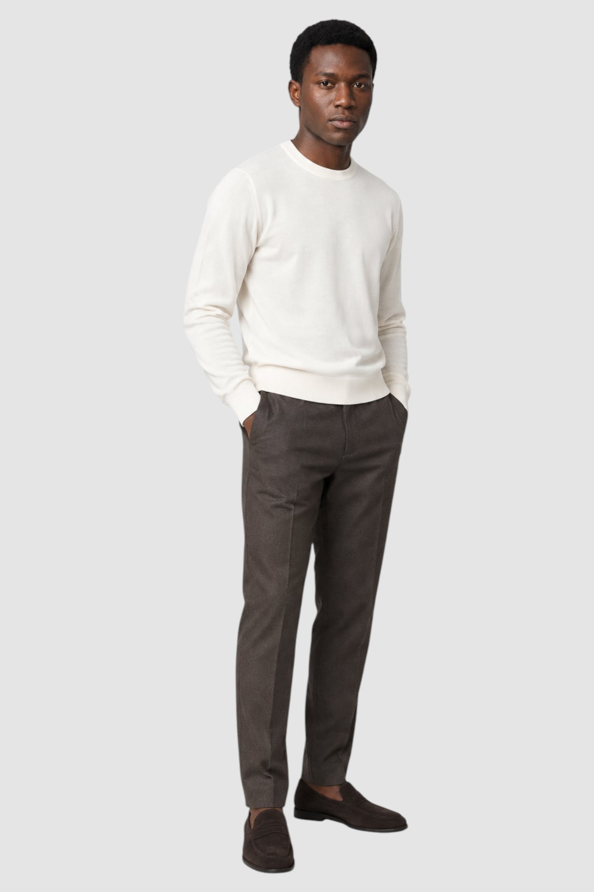Merino Wool Solid Crew Neck Sweater