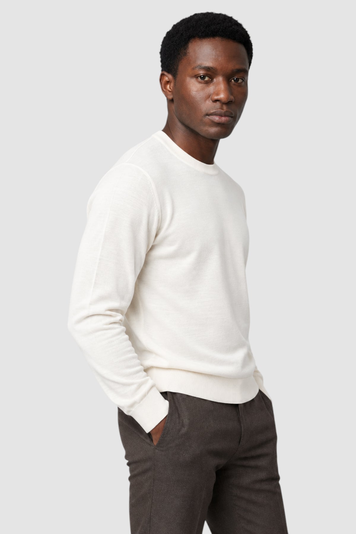 Merino Wool Solid Crew Neck Sweater
