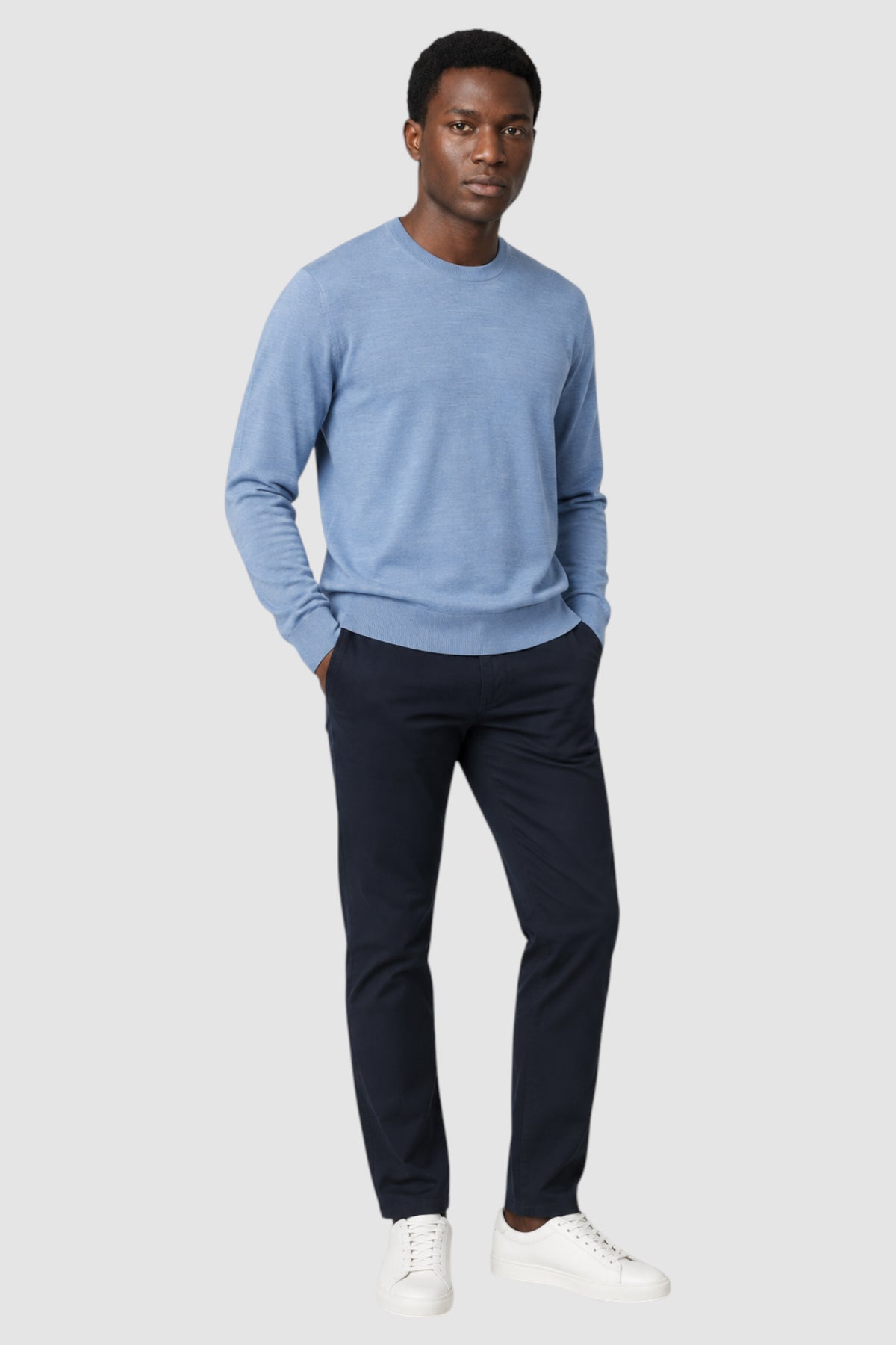 Merino Wool Solid Crew Neck Sweater