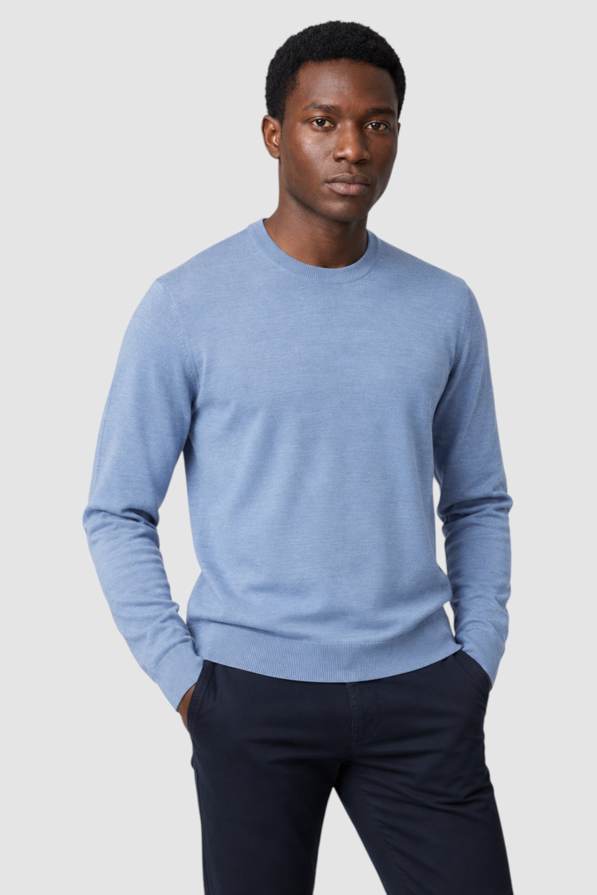 Merino Wool Solid Crew Neck Sweater