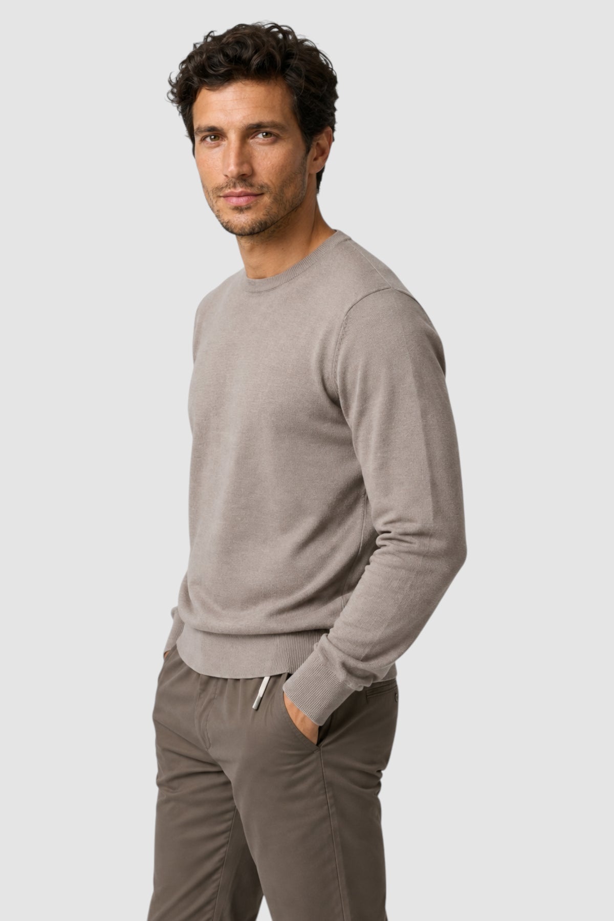 Merino Wool Solid Crew Neck Sweater