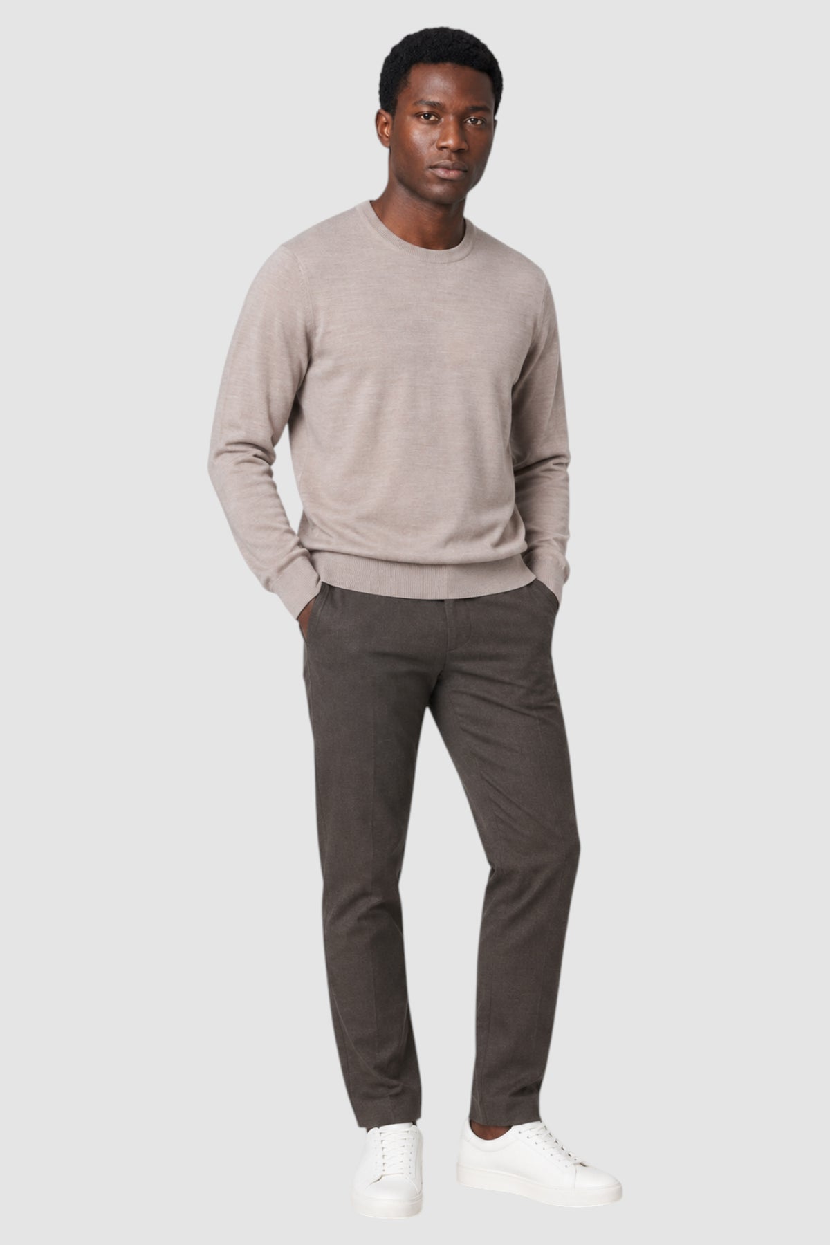 Merino Wool Solid Crew Neck Sweater