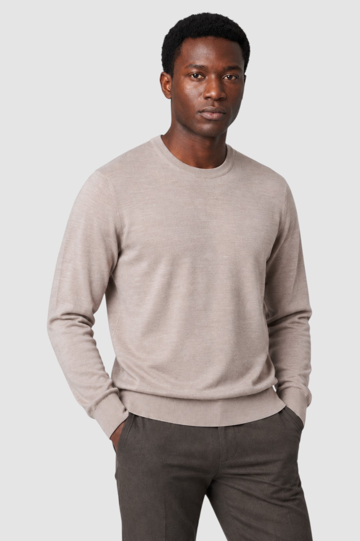 Merino Wool Solid Crew Neck Sweater