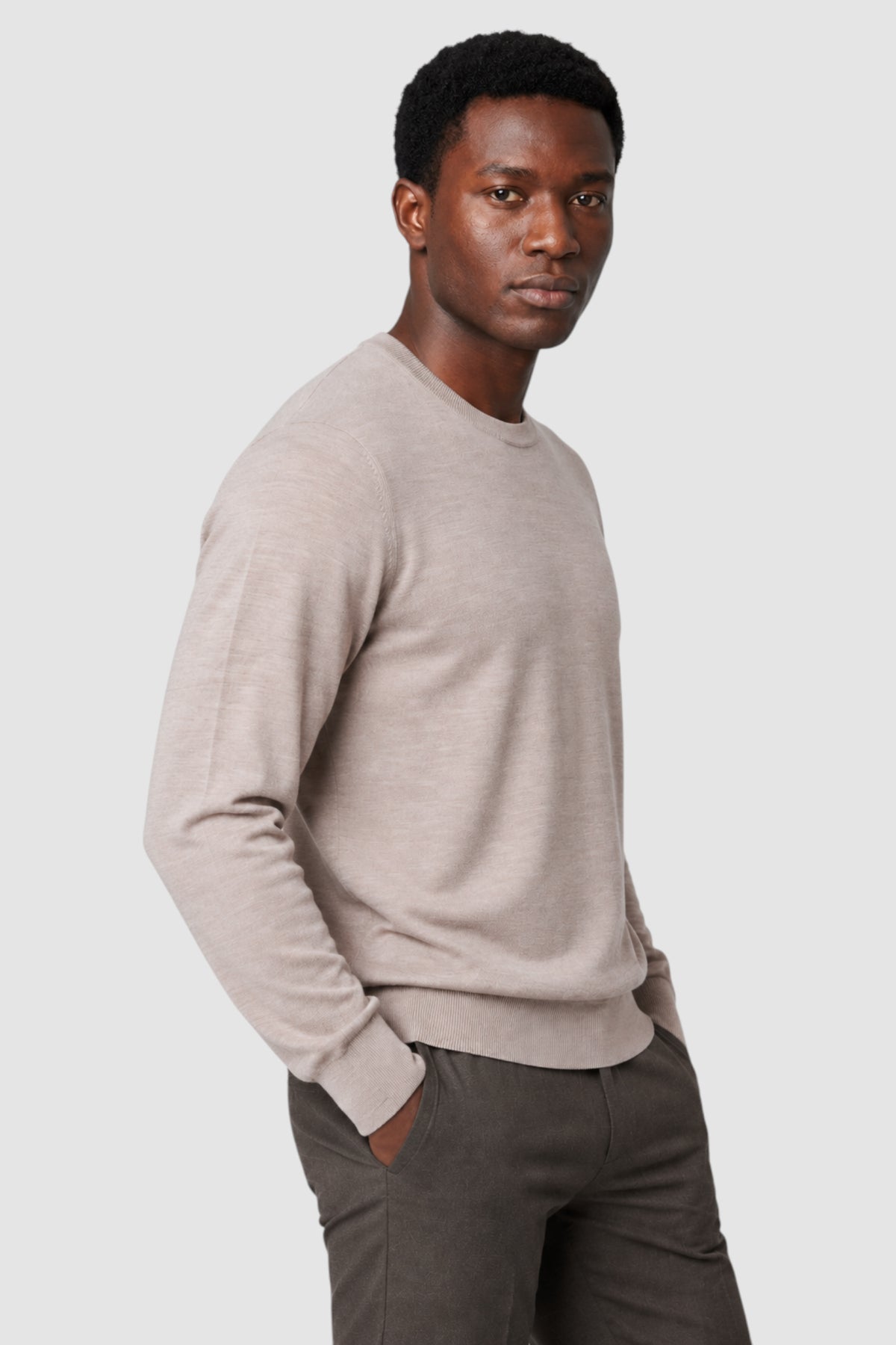 Merino Wool Solid Crew Neck Sweater