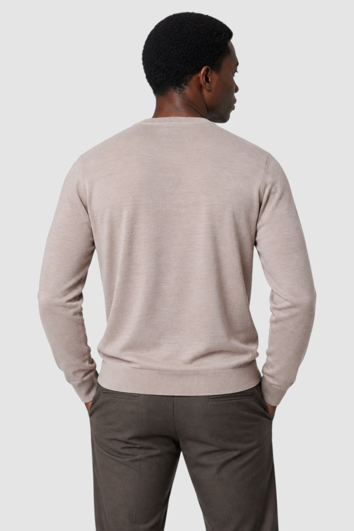 Merino Wool Solid Crew Neck Sweater
