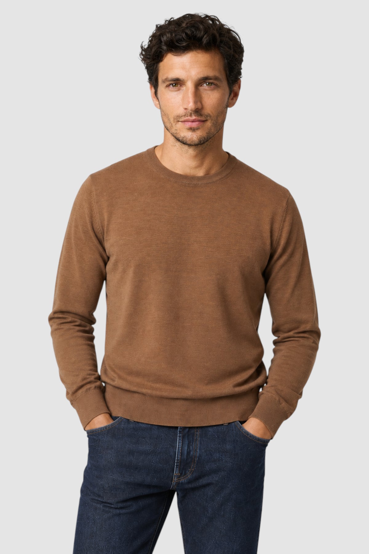 Merino Wool Solid Crew Neck Sweater