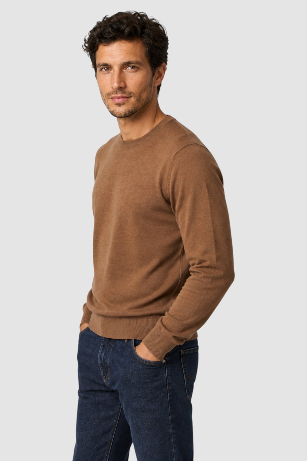 Merino Wool Solid Crew Neck Sweater