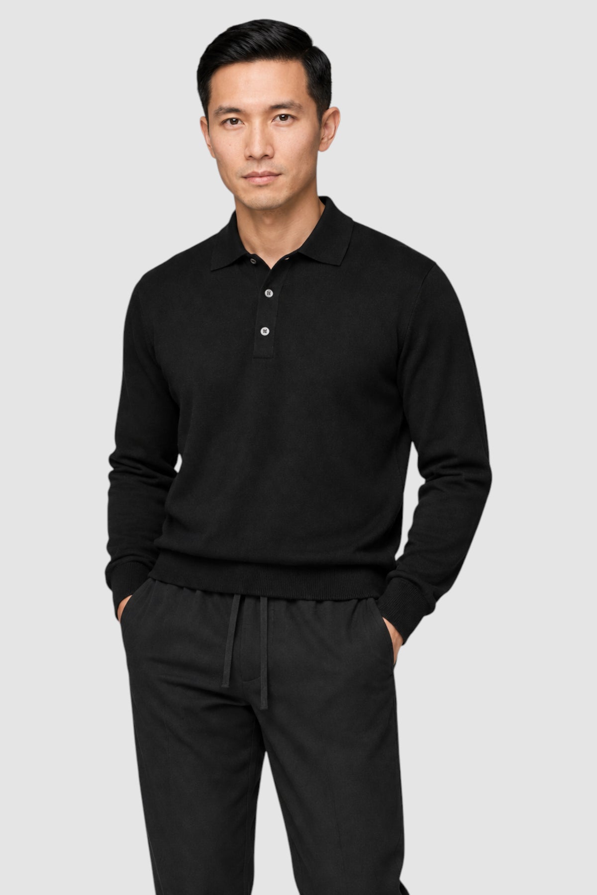 Merino Wool Solid Polo Sweater